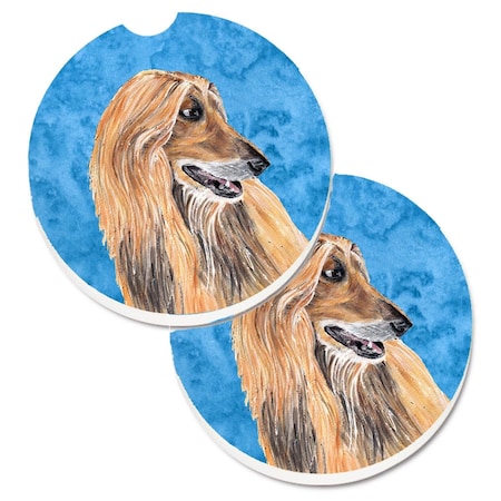 Carolines Treasures Blue Afghan Hound  Cup Holder Car Coaster, PK2 SC9509BUCARC